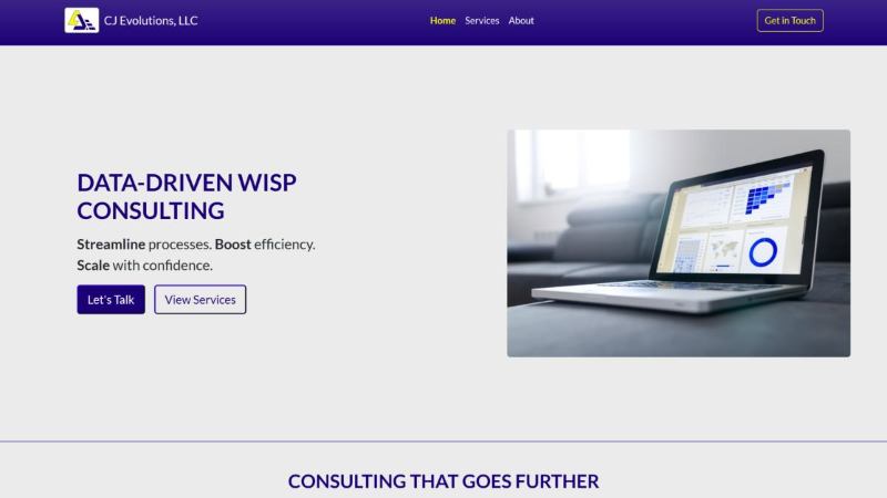 screenshot of website